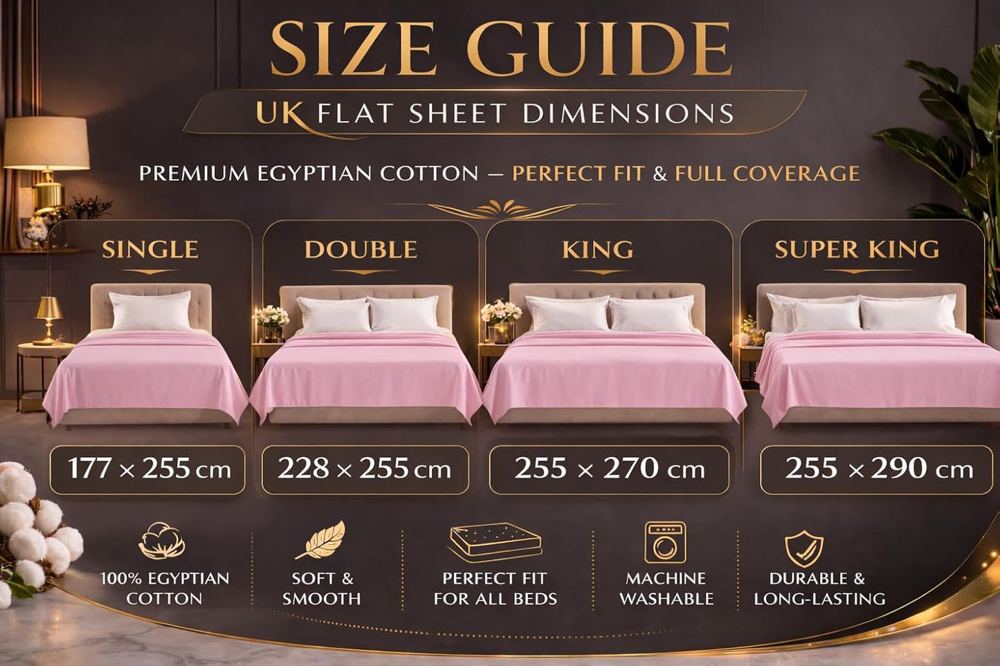 Flat Sheet 100% Egyptian Cotton 200 Thread Count Hotel Quality