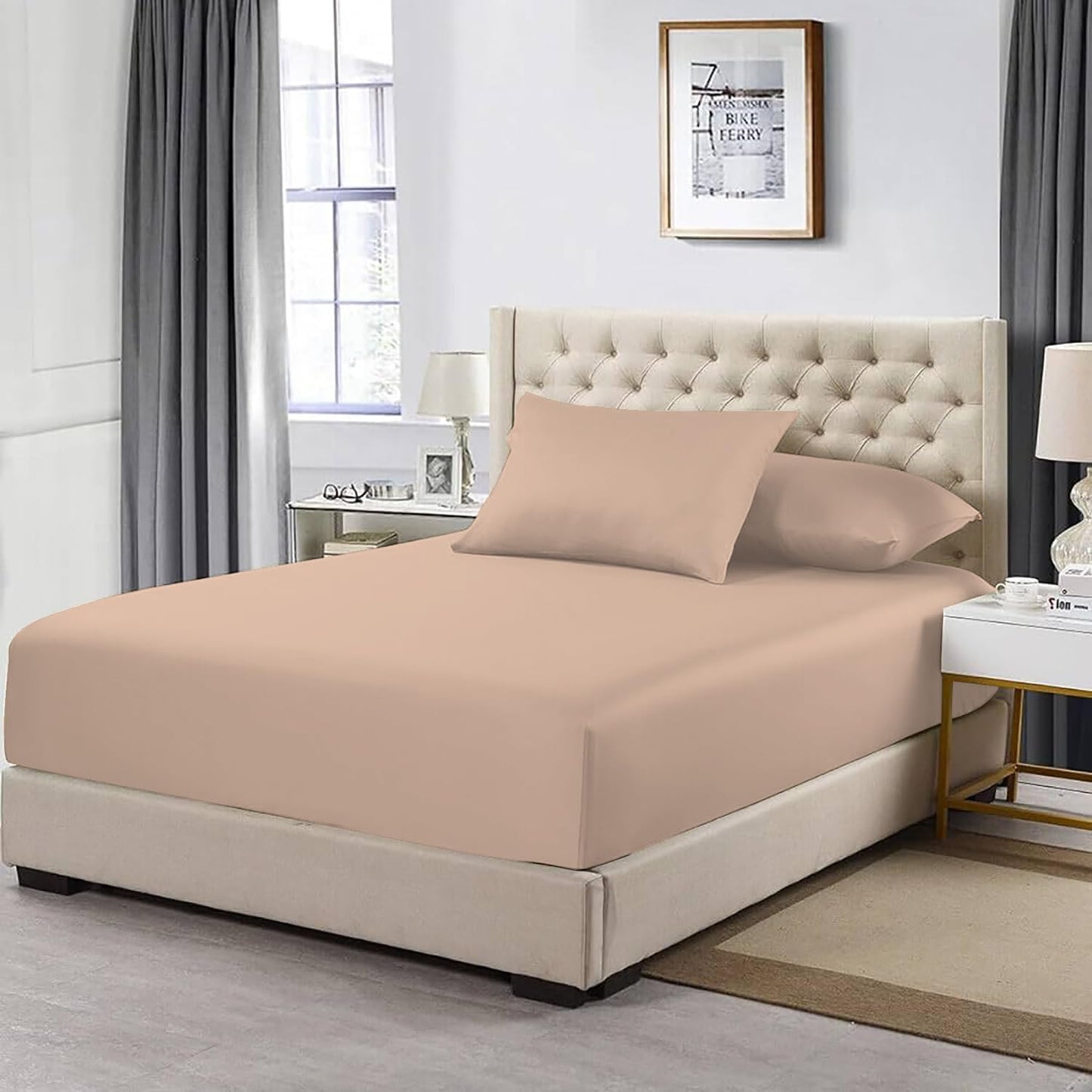 200 Thread Count Egyptian Cotton Fitted Sheet 30cm Deep – Soft Breathable Bedding | Night Zone