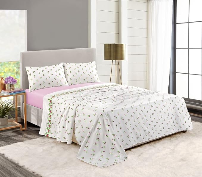Rosebud Floral Flannelette Duvet Cover Set – 100% Brushed Cotton Thermal Bedding | Night Zone