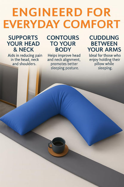 Easy Care Polycotton Orthopaedic V Shaped Pillow with Case or V Pillowcase Only | Night Zone