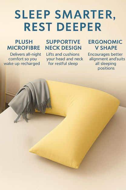 Easy Care Polycotton Orthopaedic V Shaped Pillow with Case or V Pillowcase Only | Night Zone