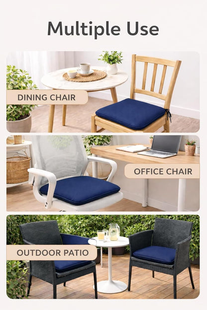 Pack of 4 Waterproof Chair Pads 38 x 38 cm – Indoor & Outdoor Seat Cushions with Ties | Night Zone