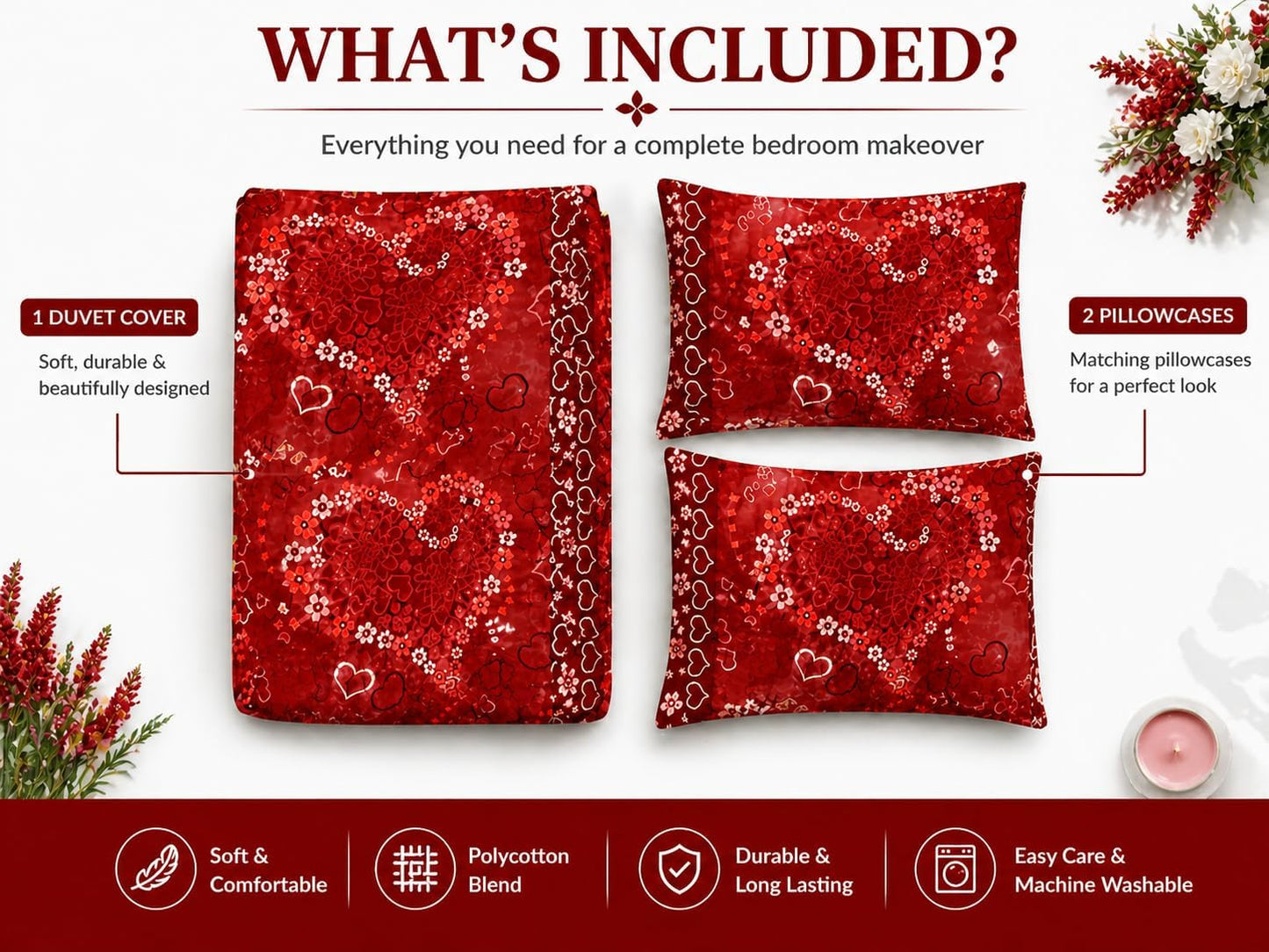 Jasmine Floral Duvet Cover Set – Soft Easy Care Printed Bedding | Night Zone