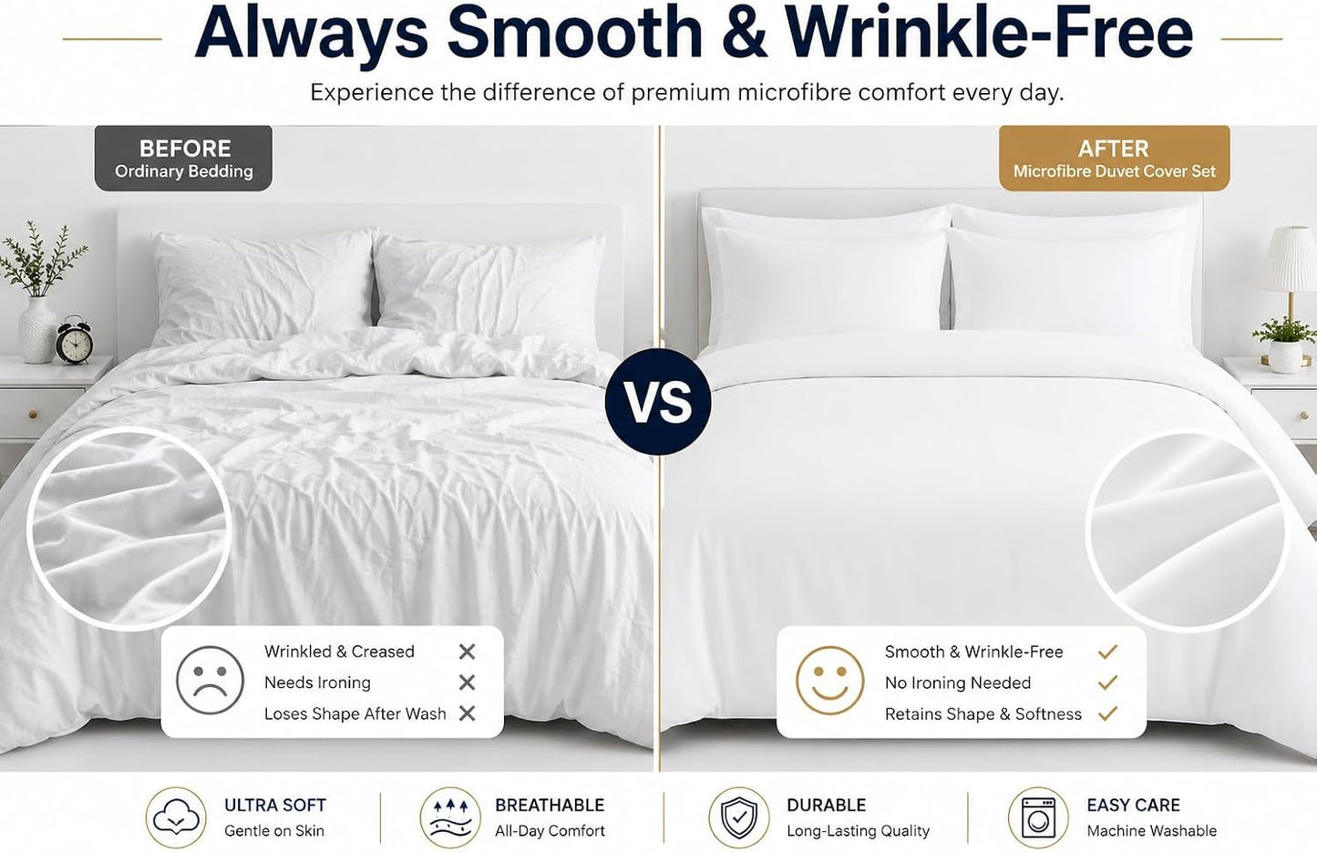 Microfibre Duvet Cover Set – Ultra Soft Easy Care Bedding | Night Zone