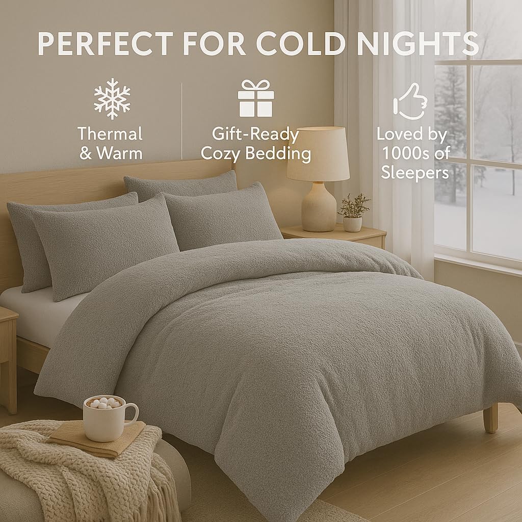 Teddy Fleece Duvet Cover Set – Soft Warm Teddy Bear Bedding | Night Zone