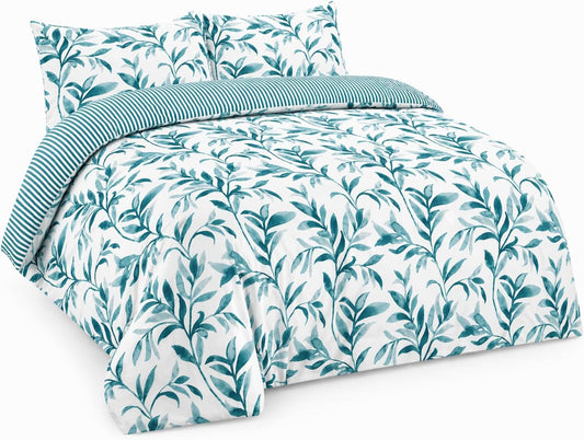 Ellie Leaf Printed Floral Duvet Cover Set – Soft Easy Care Botanical Bedding | Night Zone