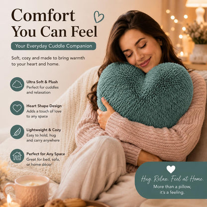Teddy Cuddles Heart Shape Teddy Fleece Cushion – Soft Filled Decorative Cushion | Night Zone