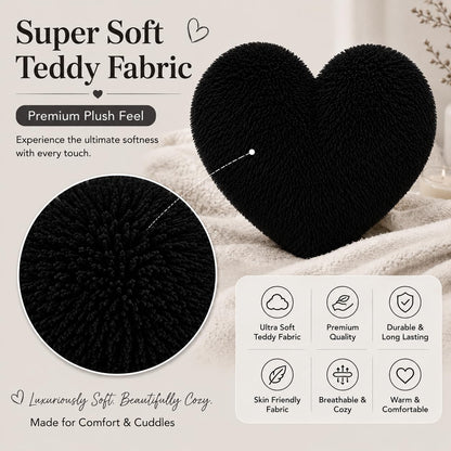 Teddy Cuddles Heart Shape Teddy Fleece Cushion – Soft Filled Decorative Cushion | Night Zone