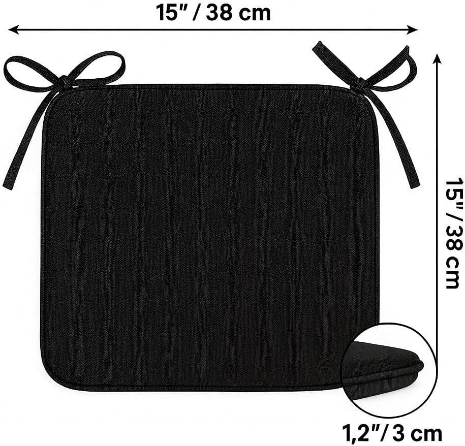 Multicolour Square Chair Seat Pads 38x38cm – 3cm Thick Cushions with Ties | Night Zone