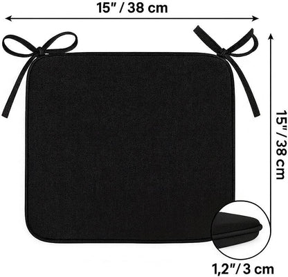 Multicolour Square Chair Seat Pads 38x38cm – 3cm Thick Cushions with Ties | Night Zone