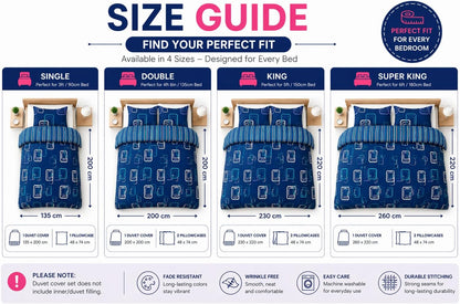 Blake Geometric Printed Polycotton Duvet Cover Set – Modern Easy Care Bedding | Night Zone