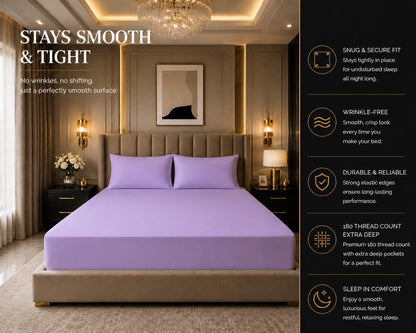 180 Thread Count Percale Extra Deep Fitted Sheet 40cm – Non Iron Polycotton Bedding | Night Zone