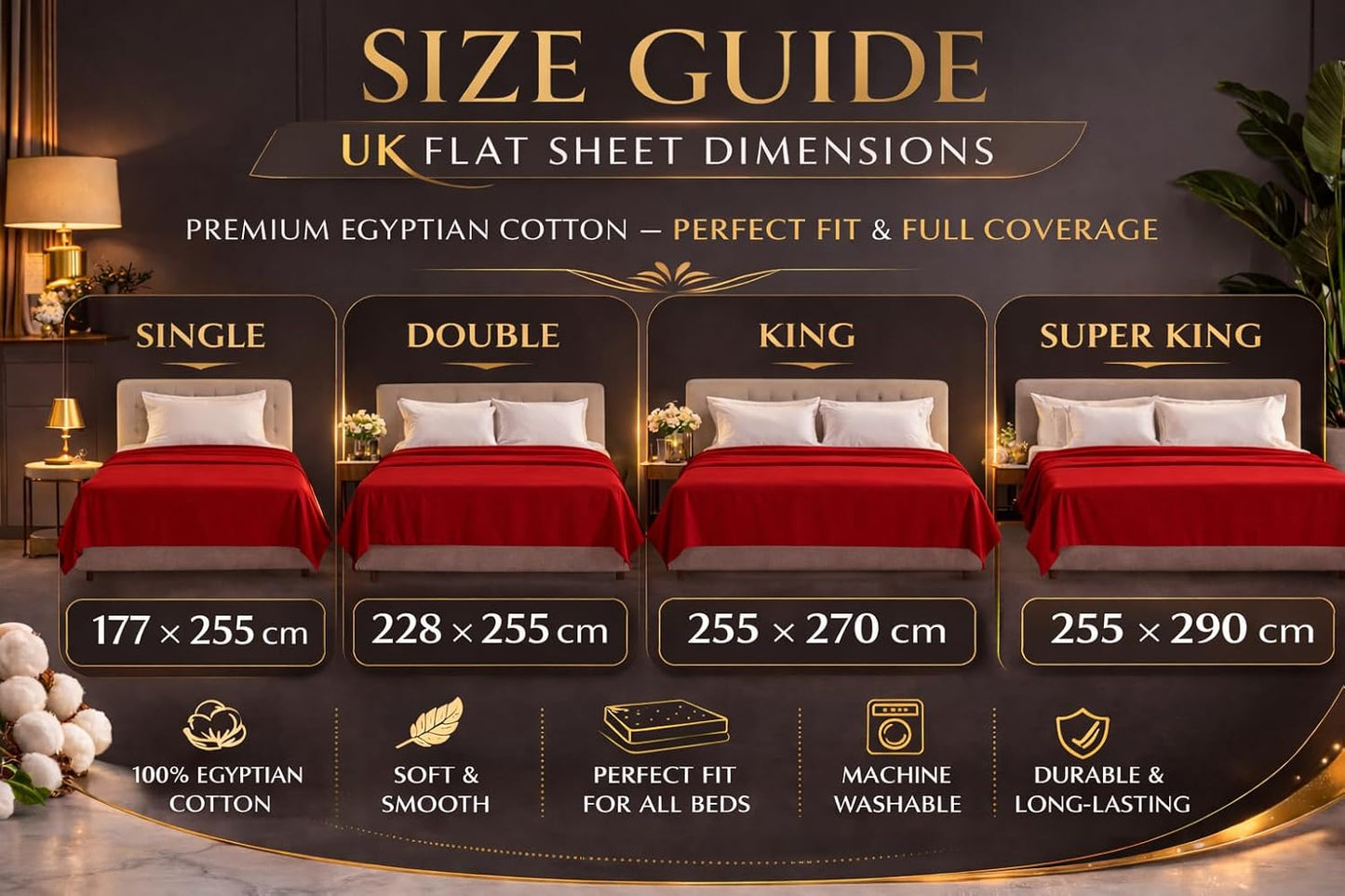 Flat Sheet 100% Egyptian Cotton 200 Thread Count Hotel Quality