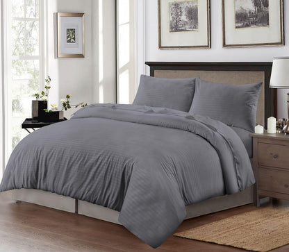 Microfiber Embossed Stripe Duvet Cover Set – Soft Touch Hotel Style Bedding | Night Zone