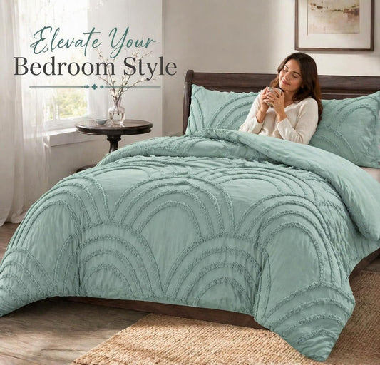 Zara Chenille Tufted Duvet Cover Set – Luxury Textured Bedding | Night Zone