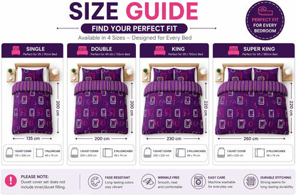 Blake Geometric Printed Polycotton Duvet Cover Set – Modern Easy Care Bedding | Night Zone