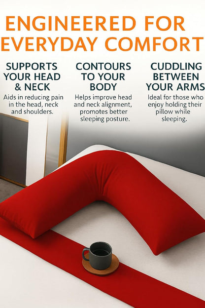 Easy Care Polycotton Orthopaedic V Shaped Pillow with Case or V Pillowcase Only | Night Zone