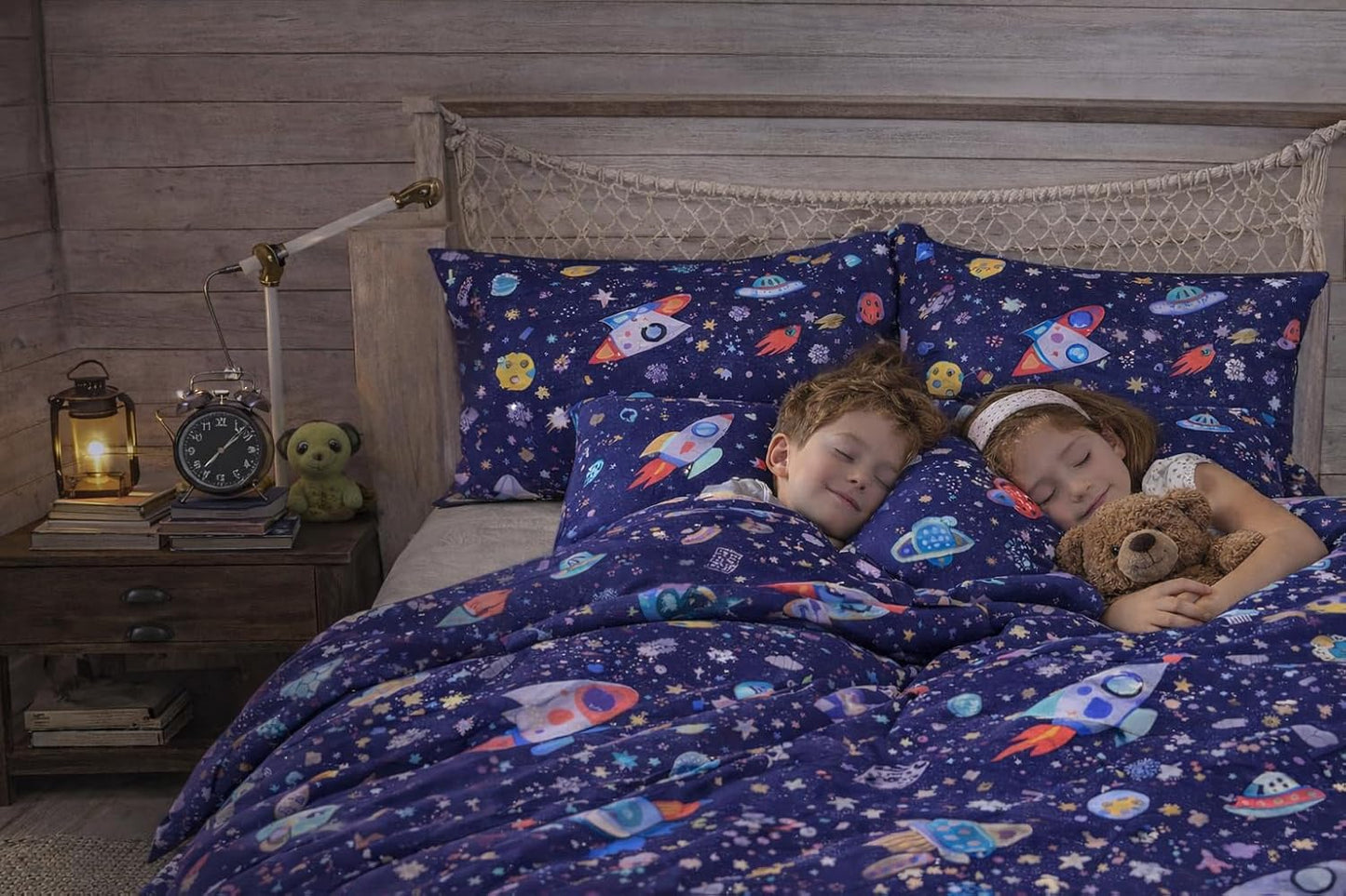 Kids Space Galaxy Duvet Cover Set – Rocket & Planet Bedding for Children | Night Zone