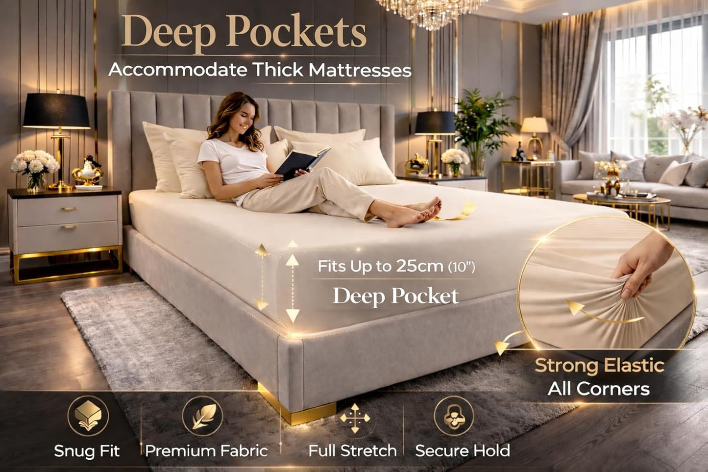 Polycotton Fitted Sheet 25cm Deep – Soft Easy Care Bedding | Night Zone