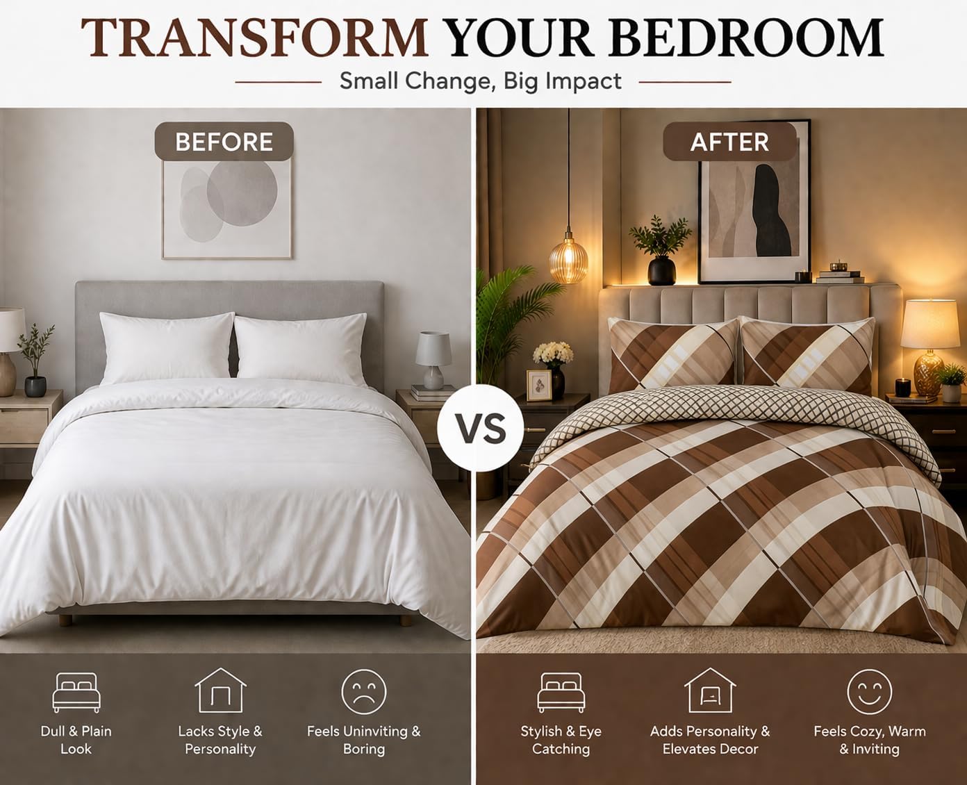 Hardy Check Striped Polycotton Duvet Cover Set – Soft Easy Care Bedding | Night Zone