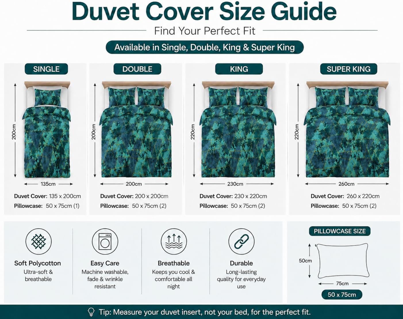 Arlo Triangles Geometric Reversible Duvet Cover Set – Modern Easy Care Bedding | Night Zone