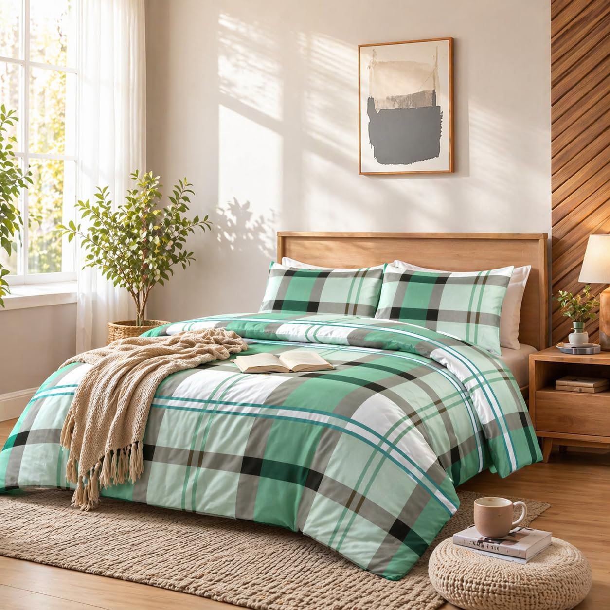 Remi Check Duvet Cover Set – Poly cotton Checked Quilt Cover with Pillowcases | Night Zone