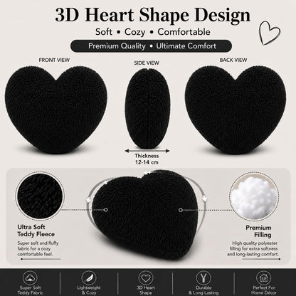 Teddy Cuddles Heart Shape Teddy Fleece Cushion – Soft Filled Decorative Cushion | Night Zone