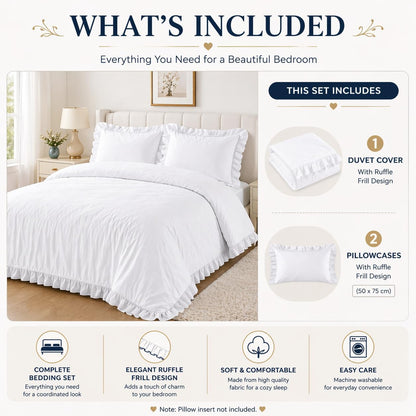Santiago Frilled Polycotton Duvet Cover Set – Luxury Easy Care Bedding | Night Zone