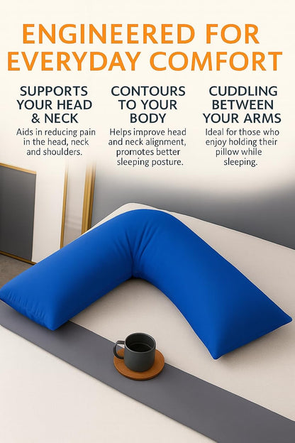 Easy Care Polycotton Orthopaedic V Shaped Pillow with Case or V Pillowcase Only | Night Zone