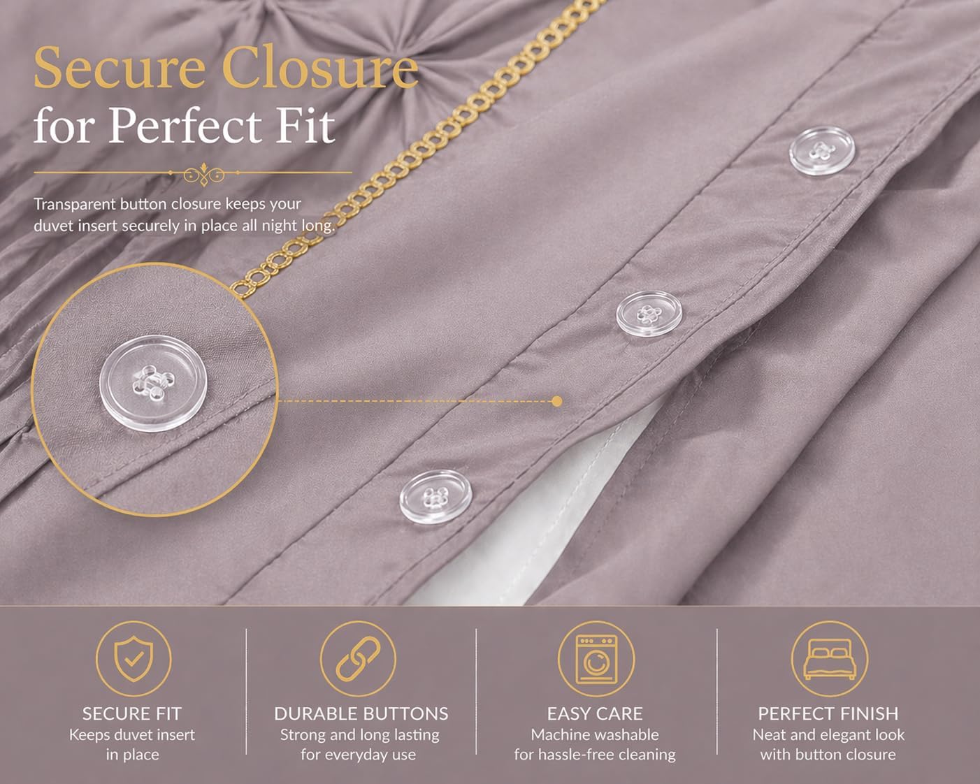 Eleanor Pintuck Polycotton Duvet Cover Set – Luxury Hotel Style Bedding | Night Zone