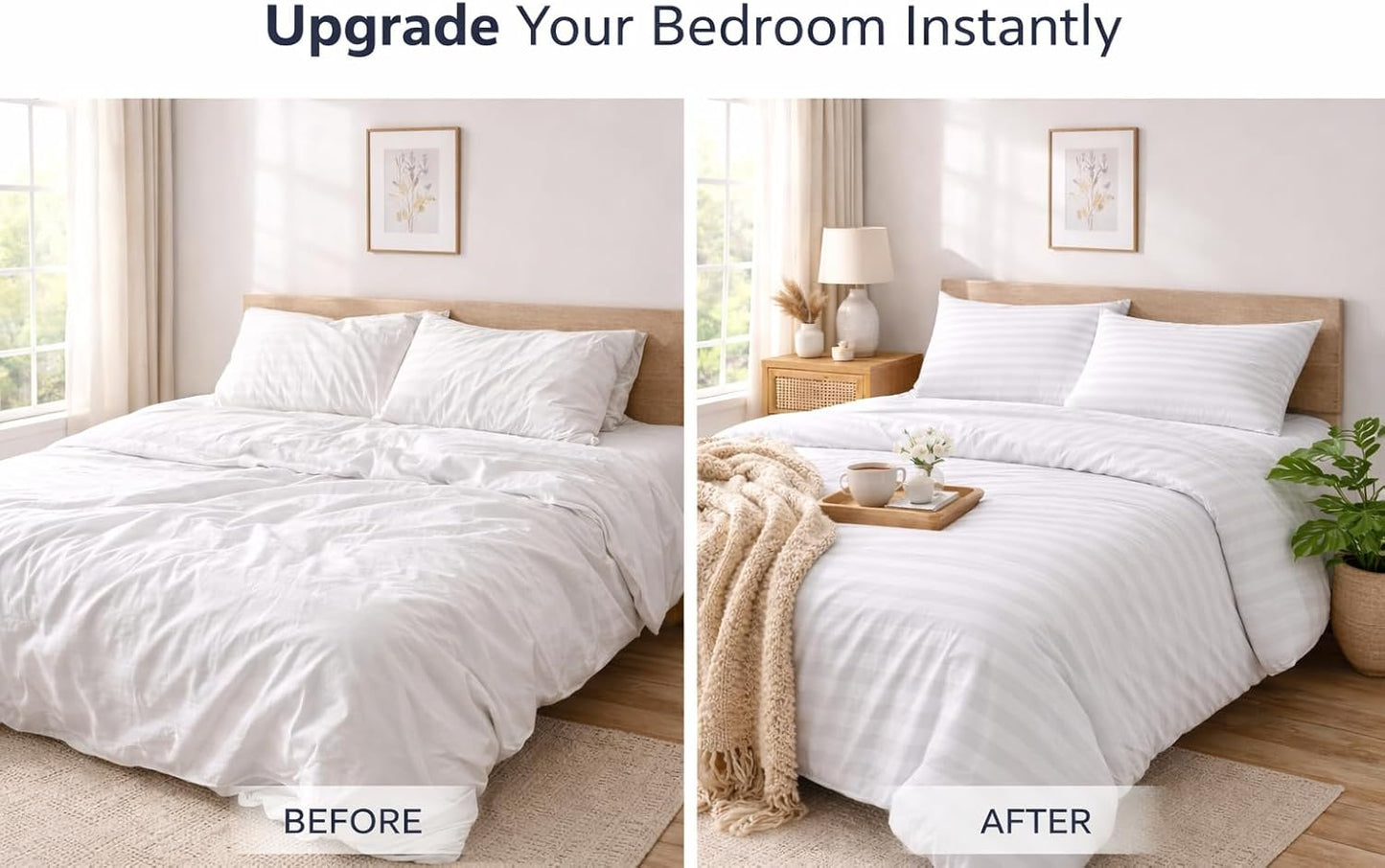 Microfiber Embossed Stripe Duvet Cover Set – Soft Touch Hotel Style Bedding | Night Zone