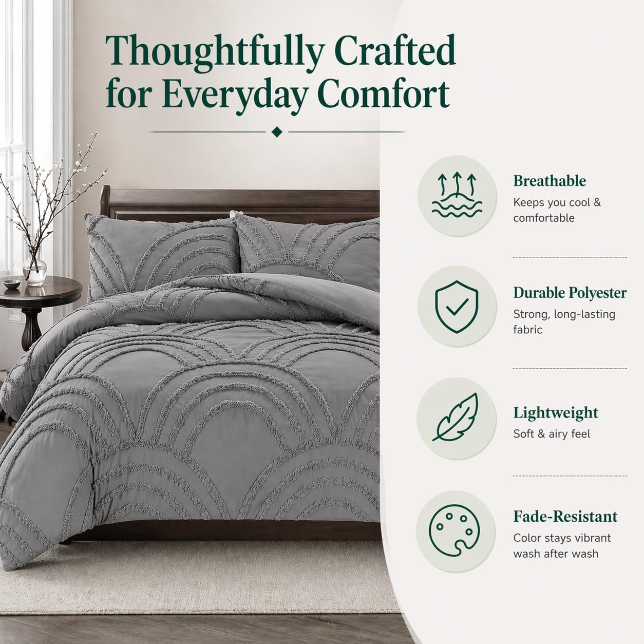 Zara Chenille Tufted Duvet Cover Set – Luxury Textured Bedding | Night Zone