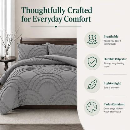 Zara Chenille Tufted Duvet Cover Set – Luxury Textured Bedding | Night Zone