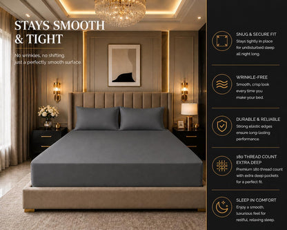 180 Thread Count Percale Extra Deep Fitted Sheet 40cm – Non Iron Polycotton Bedding | Night Zone