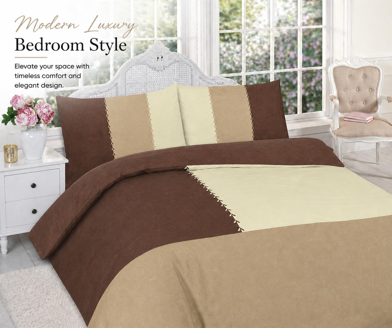 Suede Patch Polycotton Duvet Cover Set – Luxury Soft Touch Patchwork Bedding | Night Zone