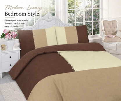 Suede Patch Polycotton Duvet Cover Set – Luxury Soft Touch Patchwork Bedding | Night Zone