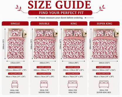 Ellie Leaf Printed Floral Duvet Cover Set – Soft Easy Care Botanical Bedding | Night Zone