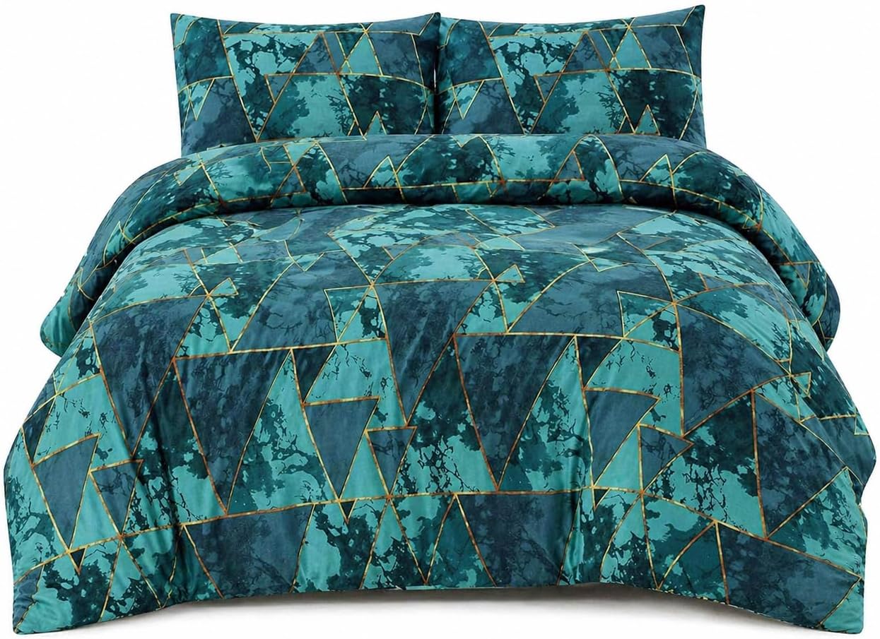 Arlo Triangles Geometric Reversible Duvet Cover Set – Modern Easy Care Bedding | Night Zone