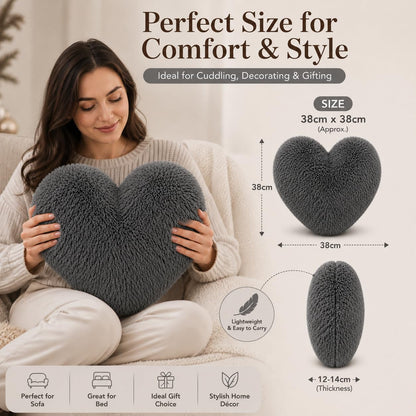 Teddy Cuddles Heart Shape Teddy Fleece Cushion – Soft Filled Decorative Cushion | Night Zone