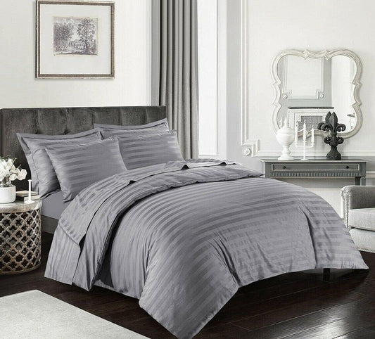 400 Thread Count Satin Stripe Duvet Cover Set – 100% Egyptian Cotton Hotel Collection | Night Zone