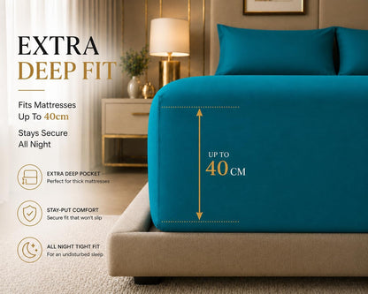 180 Thread Count Percale Extra Deep Fitted Sheet 40cm – Non Iron Polycotton Bedding | Night Zone