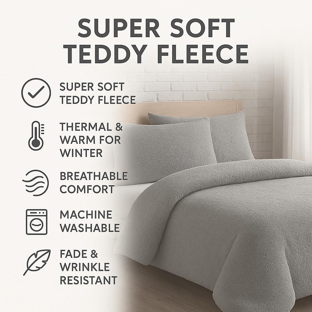 Teddy Fleece Duvet Cover Set – Soft Warm Teddy Bear Bedding | Night Zone