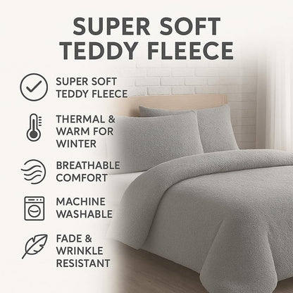 Teddy Fleece Duvet Cover Set – Soft Warm Teddy Bear Bedding | Night Zone