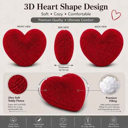 Teddy Cuddles Heart Shape Teddy Fleece Cushion – Soft Filled Decorative Cushion | Night Zone