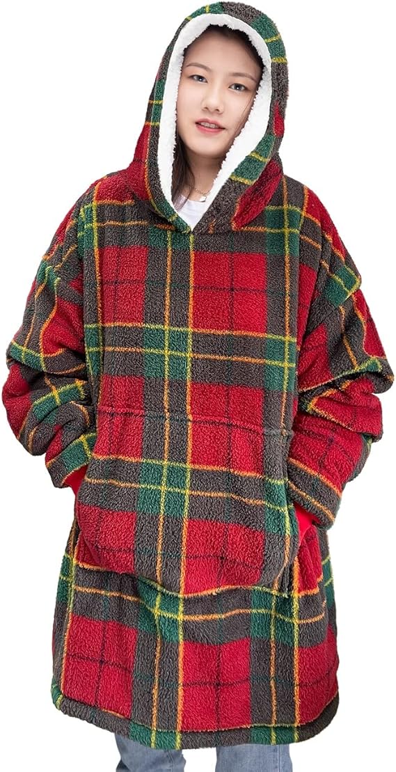 Printed Teddy Fleece Oversized Hoodie Blanket – Sherpa Wearable Blanket | Night Zone
