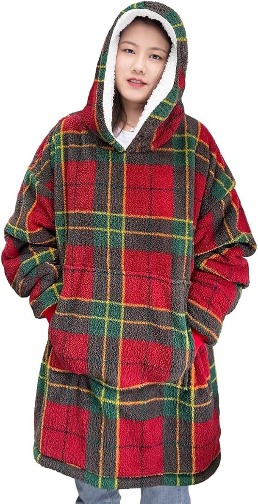 Printed Teddy Fleece Oversized Hoodie Blanket – Sherpa Wearable Blanket | Night Zone