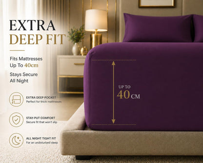 180 Thread Count Percale Extra Deep Fitted Sheet 40cm – Non Iron Polycotton Bedding | Night Zone