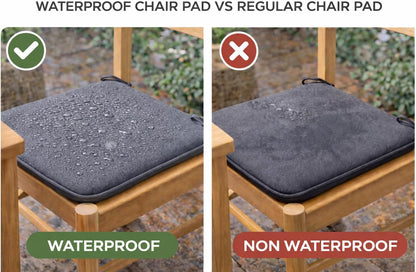 Pack of 4 Waterproof Chair Pads 38 x 38 cm – Indoor & Outdoor Seat Cushions with Ties | Night Zone