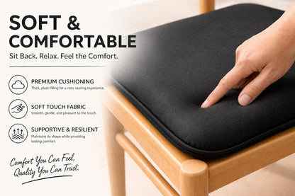 Pack of 4 Waterproof Chair Pads 38 x 38 cm – Indoor & Outdoor Seat Cushions with Ties | Night Zone