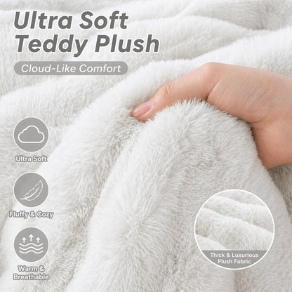 Teddy Square Fleece Duvet Cover Set – Ultra Soft Fluffy Plush Bedding | Night Zone